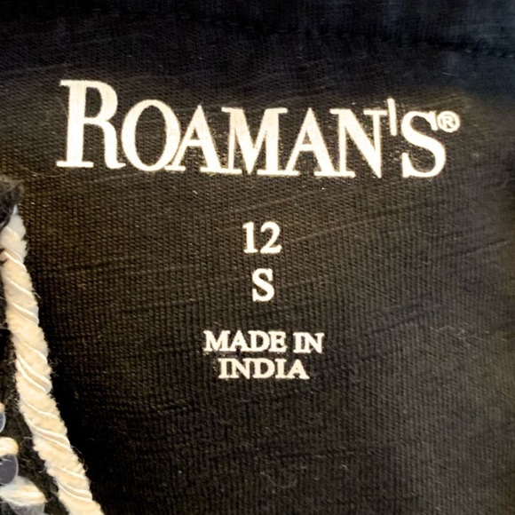 Black Sequin Trim Split Neck Top Size 12 - Picture 5 of 8